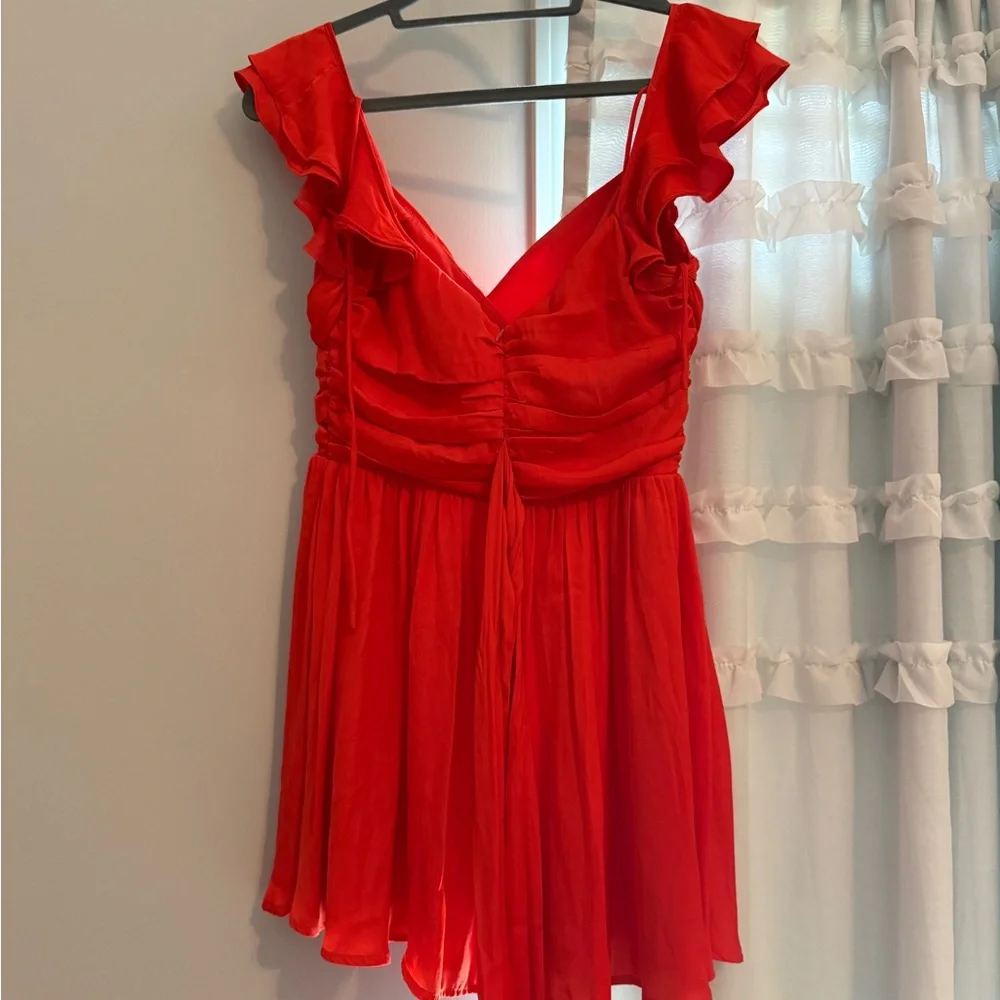 American Threads Red Ruched Sweetheart Mini Dress - Picture 2 of 3